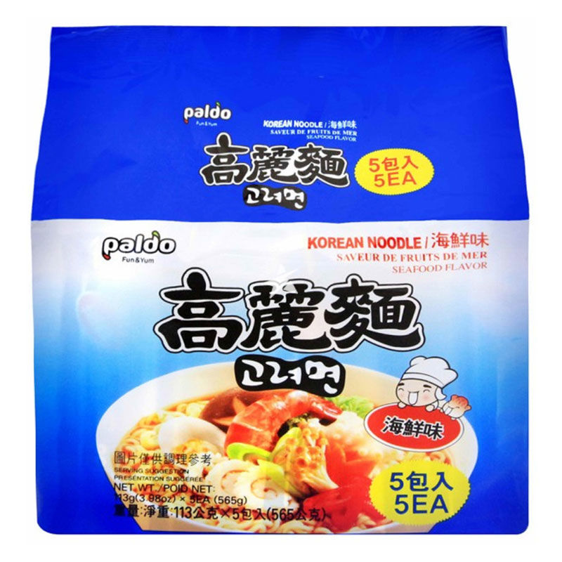 Paldo Korean Instant Noodle With Soup Base Seafood Flavor 565g (113g x 5Pcs)