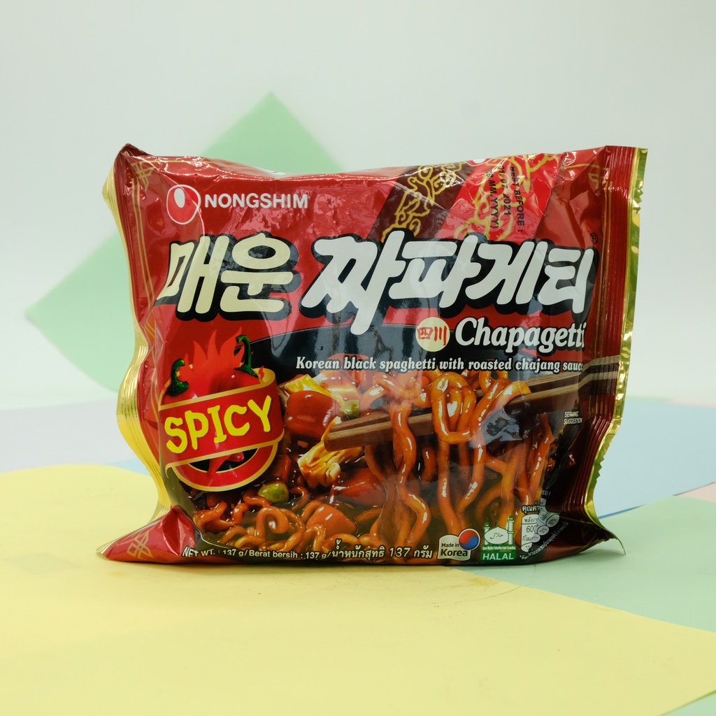 NONGSHIM Instant Noodle Chapagetti Spicy Korean Black Spaghetti With Roasted Chajang Sauce 140g